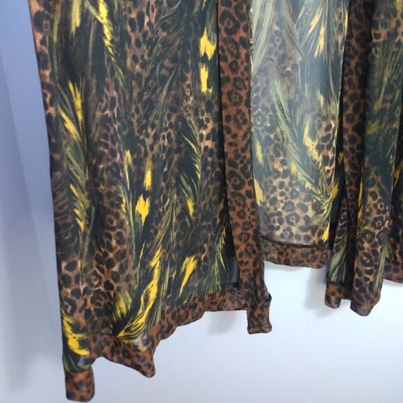 Susan Graver Open Cardigan Topper Kimono Plus Size 2X Sheer Leopard Print Brown - Picture 5 of 9